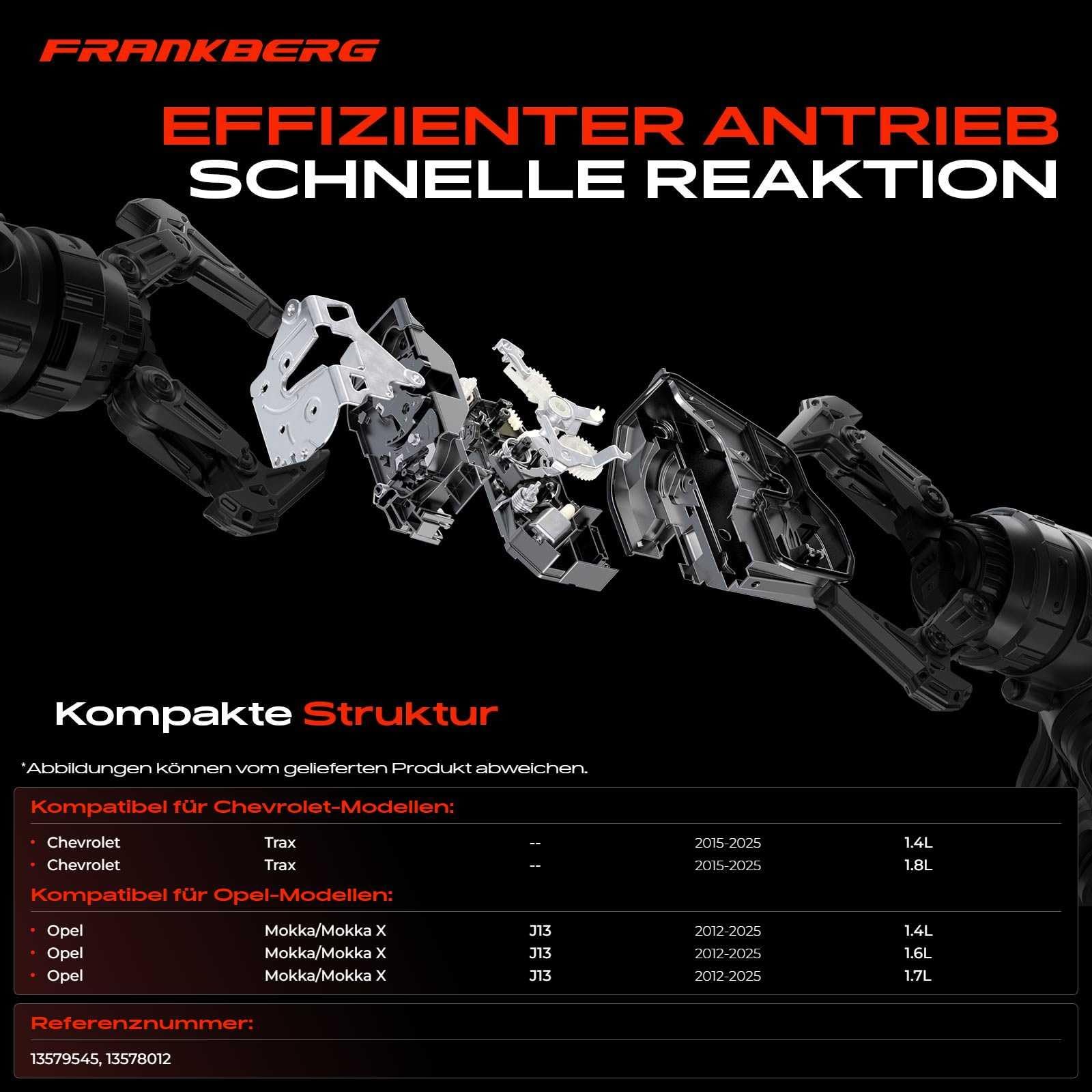 Frankberg 1x Türschloss Zentralverriegelung Hinten Links Kompatibel mit Trax 1.4L 1.8L 2015-2024 Mokka/Mokka X J13 1.4L-1.7L 2012-2024 Replace# 13579545