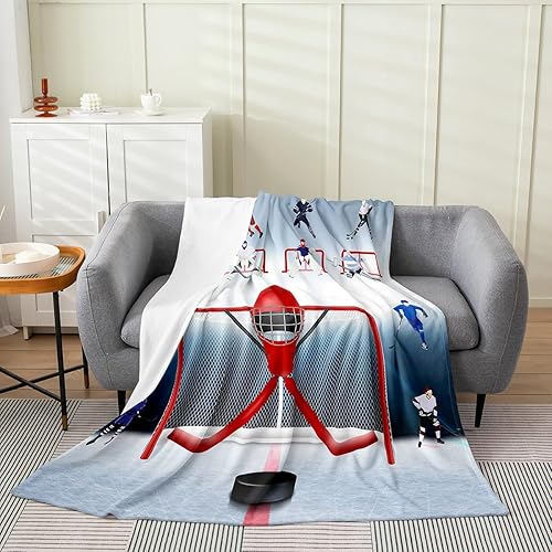 Miniatura 1 de Castle Fairy Manta deportiva de franela de vellón para niños, hockey sobre hielo, manta mullida para dormitorio de niños y niñas, color azul