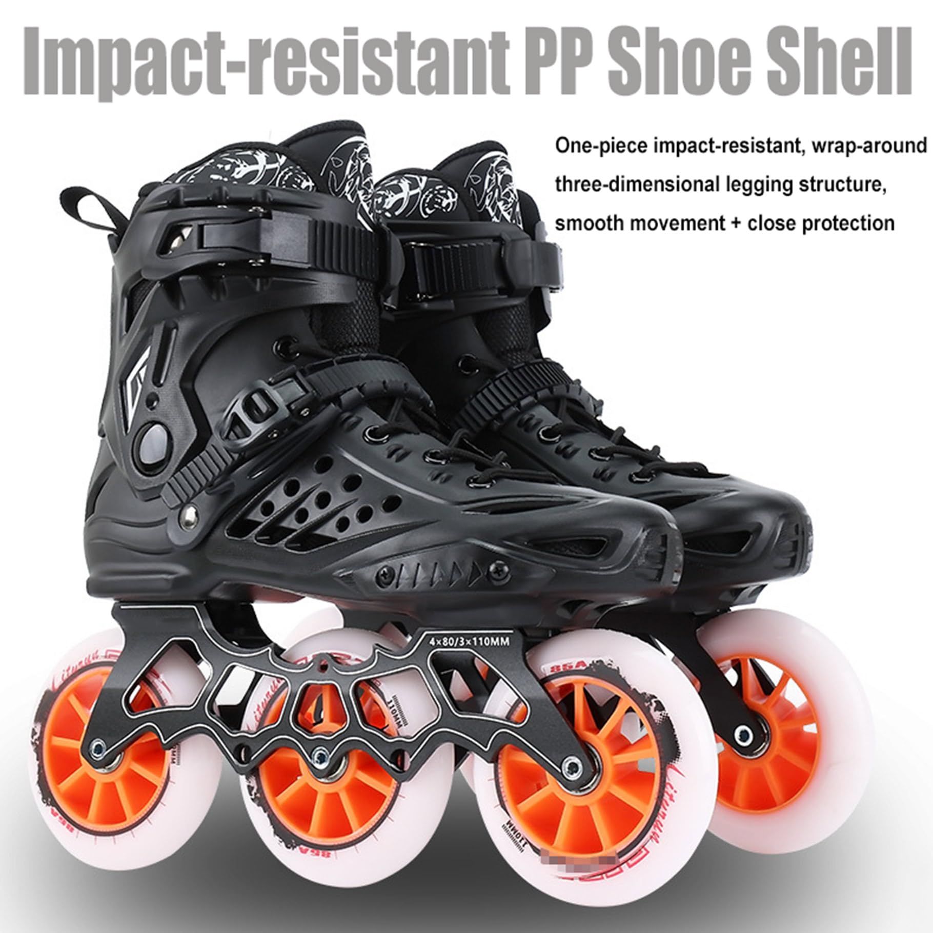 Patines En Línea Adulto, Patines Profesionales para Mujer Y Hombre, Patines En Línea De Carreras De 3 Ruedas con Ruedas De 110 Mm Y Forro Lavable, Unisex