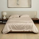 100% Eucalyptus Tencel Duvet Cover Queen, Luxury Cooling Duvet Cover Set 4 Corner Loops, 1 Duvet Cover, 2 Shams, Silky Soft, Lightweight, Oat Milk, 3PC (No Insert)