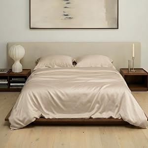 100% Eucalyptus Tencel Duvet Cover Queen, Luxury Cooling Duvet Cover Set 4 Corner Loops, 1 Duvet Cover, 2 Shams, Silky Soft, Lightweight, Oat Milk, 3PC (No Insert)