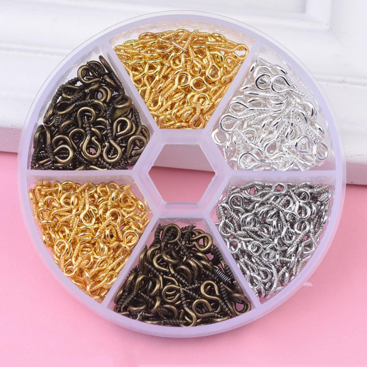600pcs Screw Eye Pins for Jewelry Making Alloy Threaded Eye Hook Fastening Objects Storage Box Strong and Sturdy for DIY Necklace and Craft Use