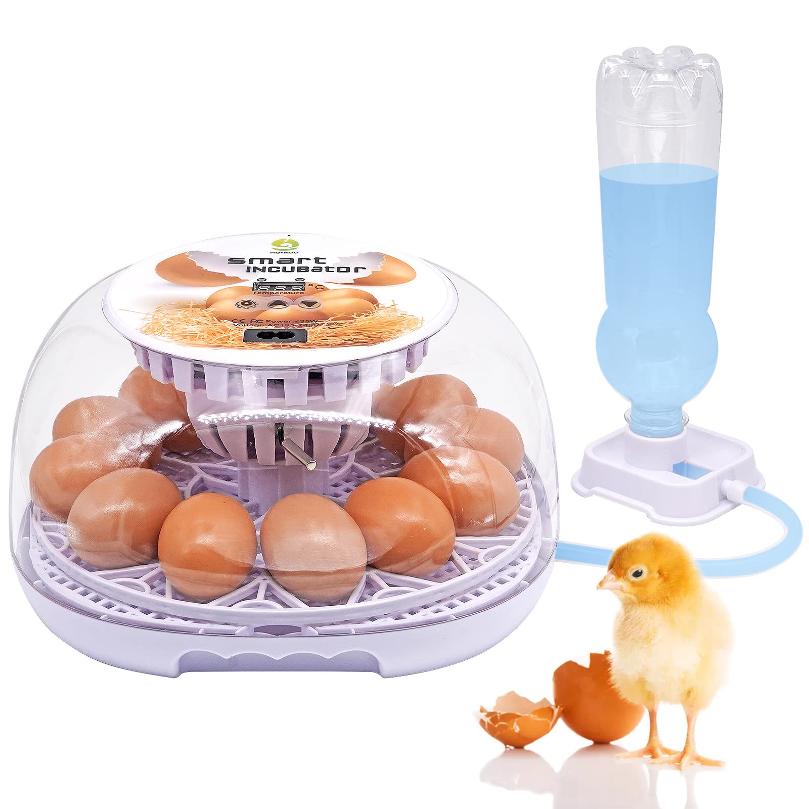 MOGOULUA 12-24 Egg Incubator for Chicks Fully Automatic Incubator with Water Bottle for ducks Poultry Hatching Brooder Machine Auto Turning Brooder with Temperature Control