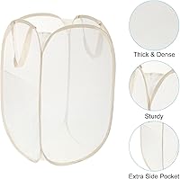 Vista 3 de PATIKIL Cesta de malla para lavandería, bolsa plegable con asas para lavandería, viajes, color beige