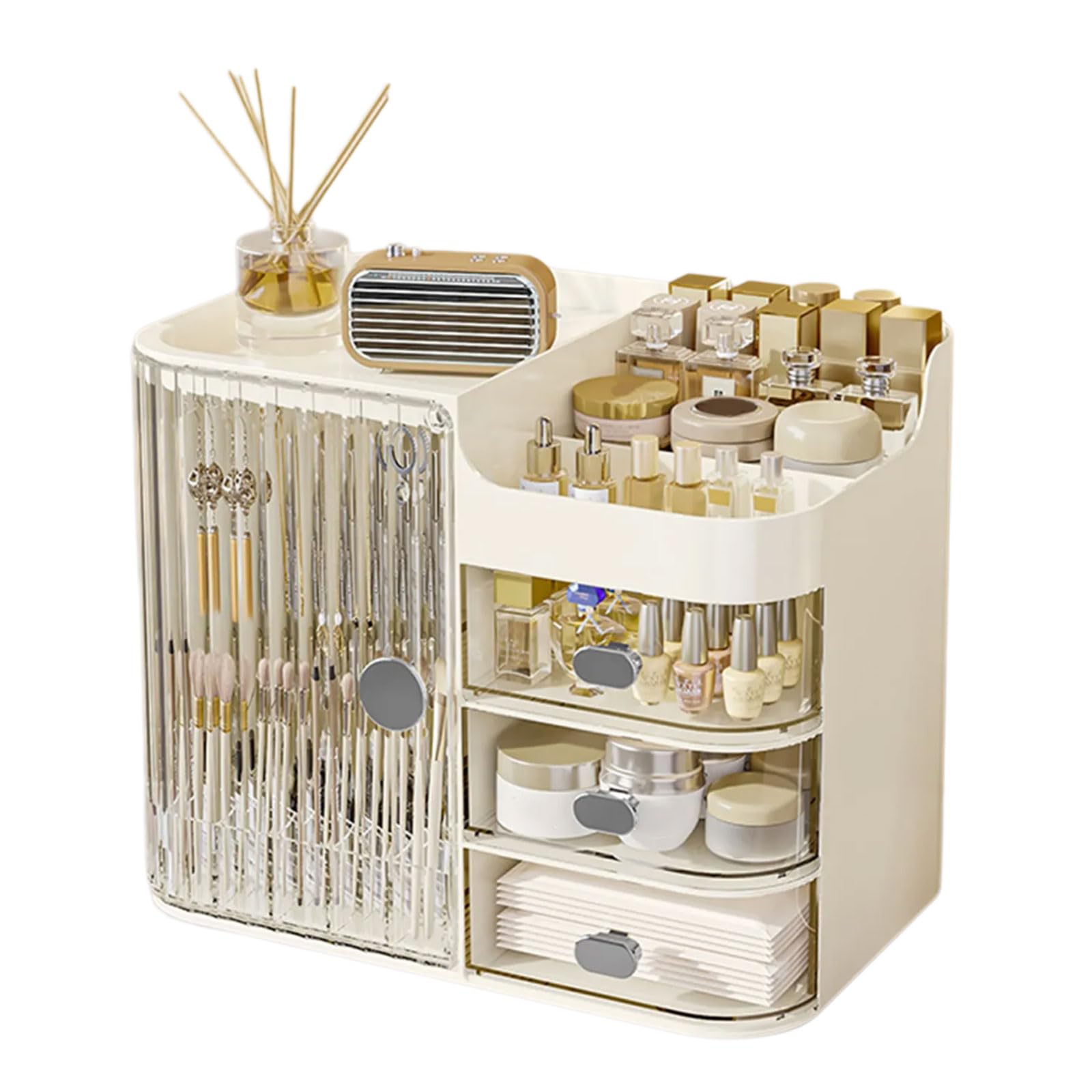 carotoe Dustproof Cosmetic Holder for Bathroom or Bedroom Use Multilayer Makeup Box Storage Container Vanity Table Organiser Living Room Organiser