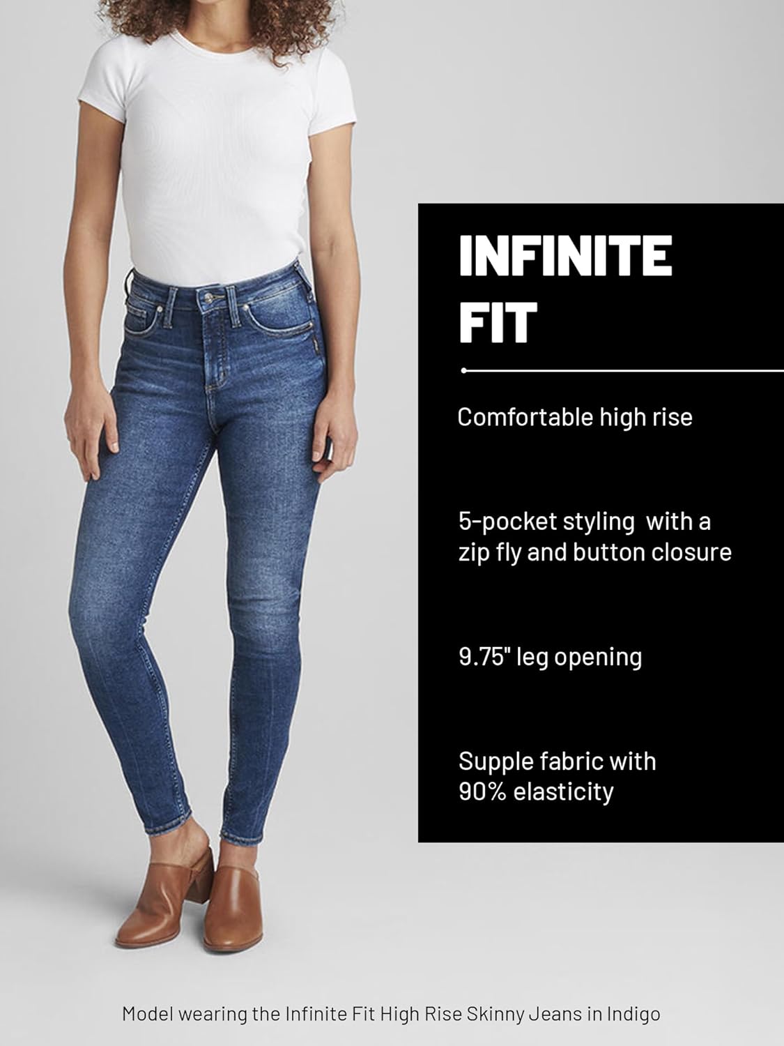 Silver Jeans Co. Womens Plus Size Infinite Fit High Rise Straight Leg Jeans - Image 5