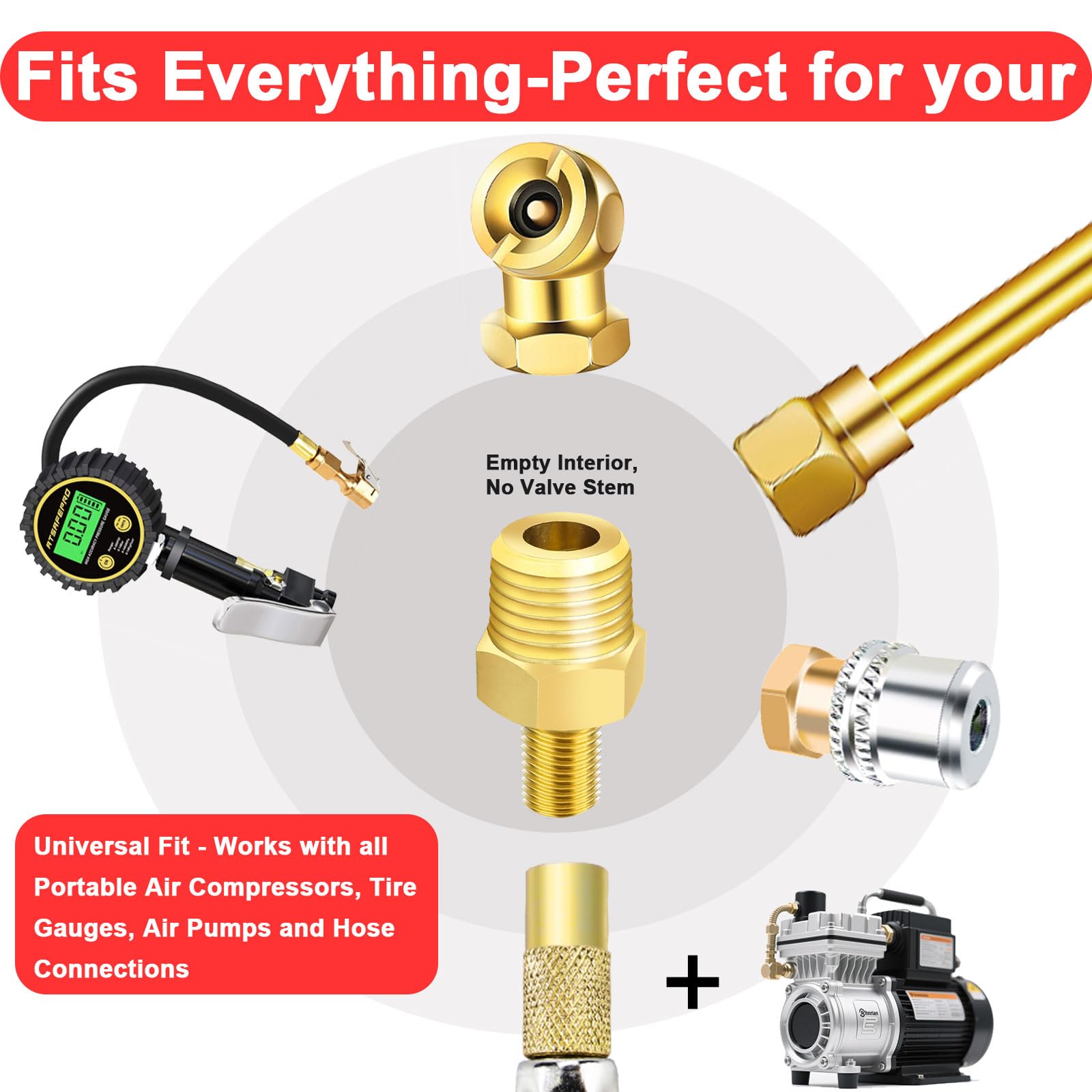 Snapklik.com : Godeson 1/4 NPT To Schrader Valve Adapter