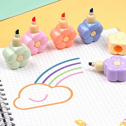 Miniatura 4 de Libcflcc Marcador de dibujos animados Marcado Conveniente Estudiante Highlighter Pen Outline Art Pen Flower