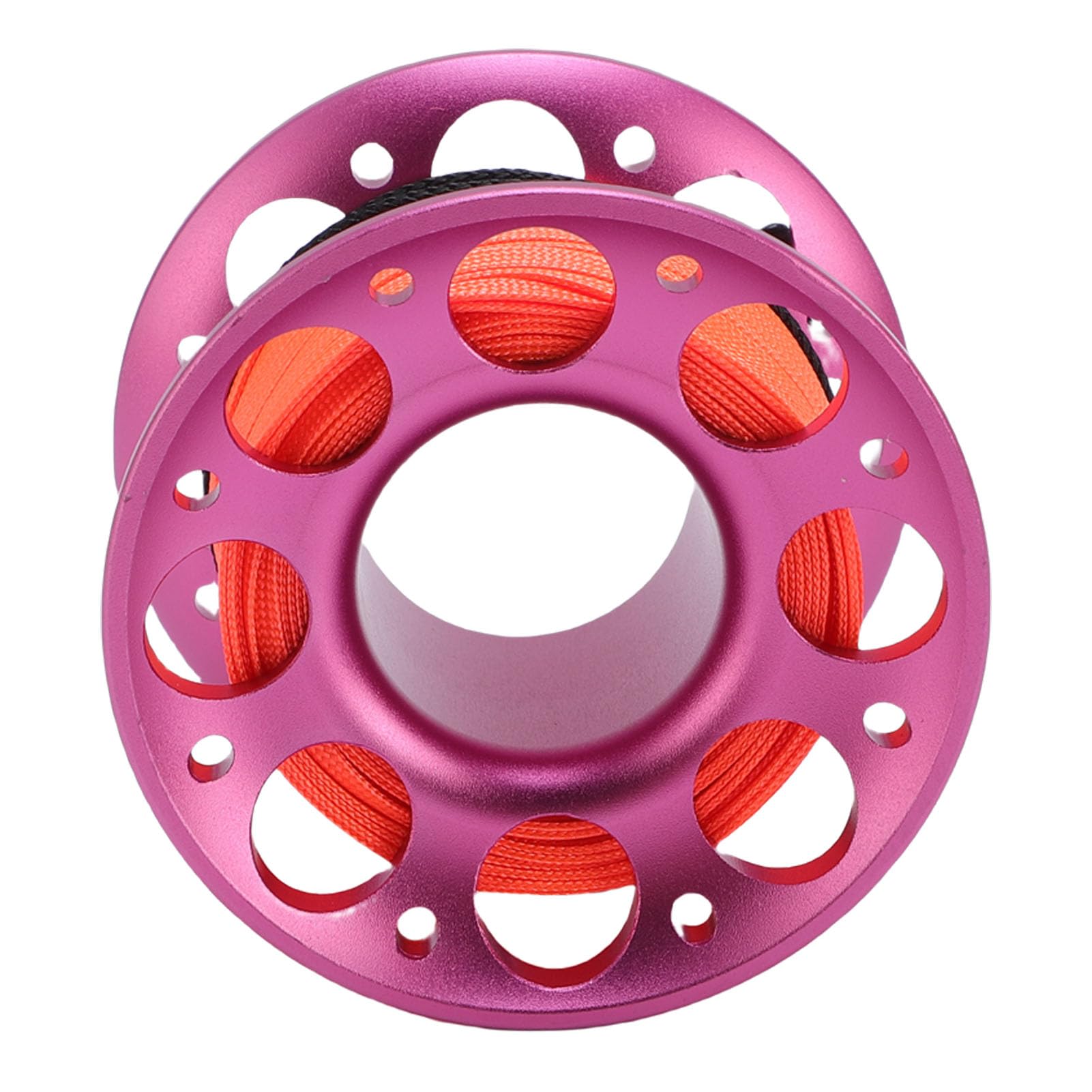 Fabater Dévidoir de plongée sous-Marine, Bobine en Alliage d'aluminium pour épaves et grottes, avec Fil Haute visibilité de 15 m et Mousqueton à Double extrémité, pour Les activités (Rose Rouge)