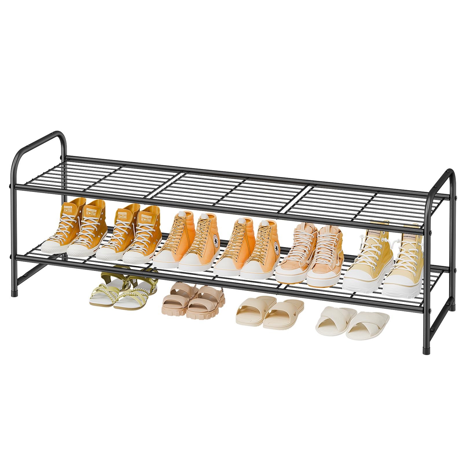 Photo 1 of MWQ 2 Tier Shoe Rack for Closet, 44 Inch Extra Wide Shoe Storage Organizer for Shelves, Heavy Duty Metal, Easy Assembly, Black