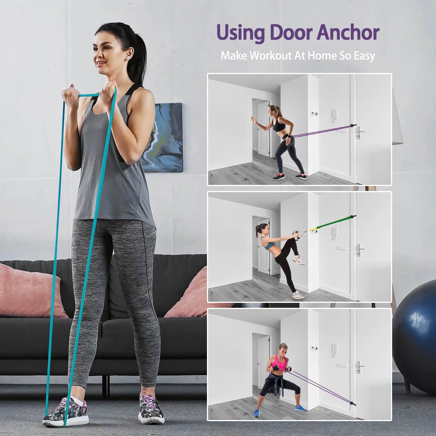 Leggins Donna Push Up Set Fasce Di Resistenza Per Pull-Up (#3, #4, #5) - CrossFit, Allenamento A Casa, Qualità Premium Braccioli Nuoto - Foto 11