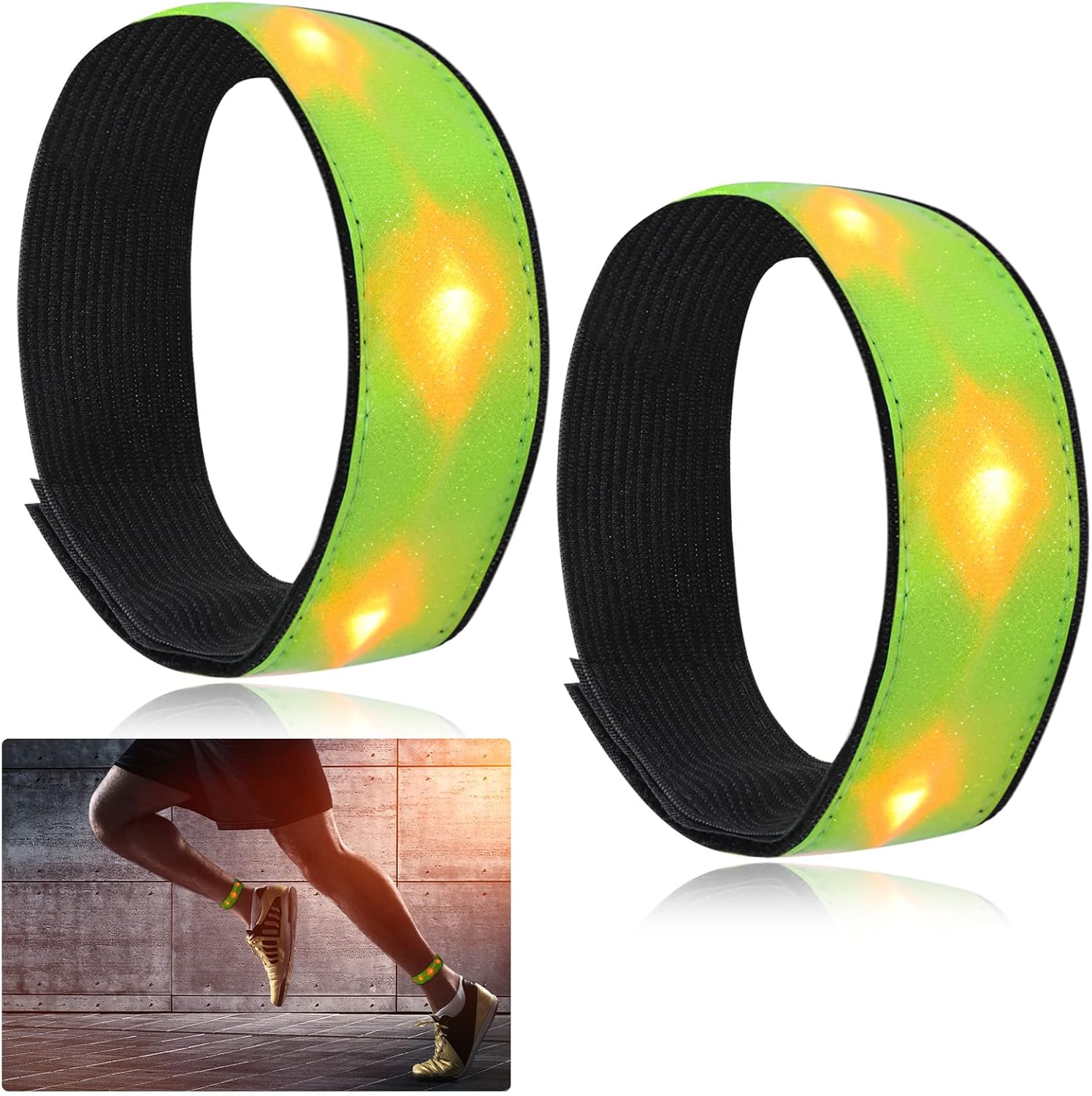 2 Pieces High Visibility LED Armband Safety Running Walking Armbands