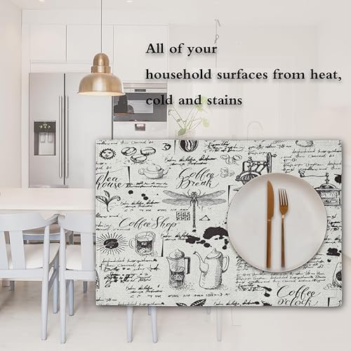 Miniatura 7 de Modern Retro Theme Placemats Set of 4 Table Mats Washable Placemat Waterproof Place Mats for Party Home Dining Table Decor 18x12 in
