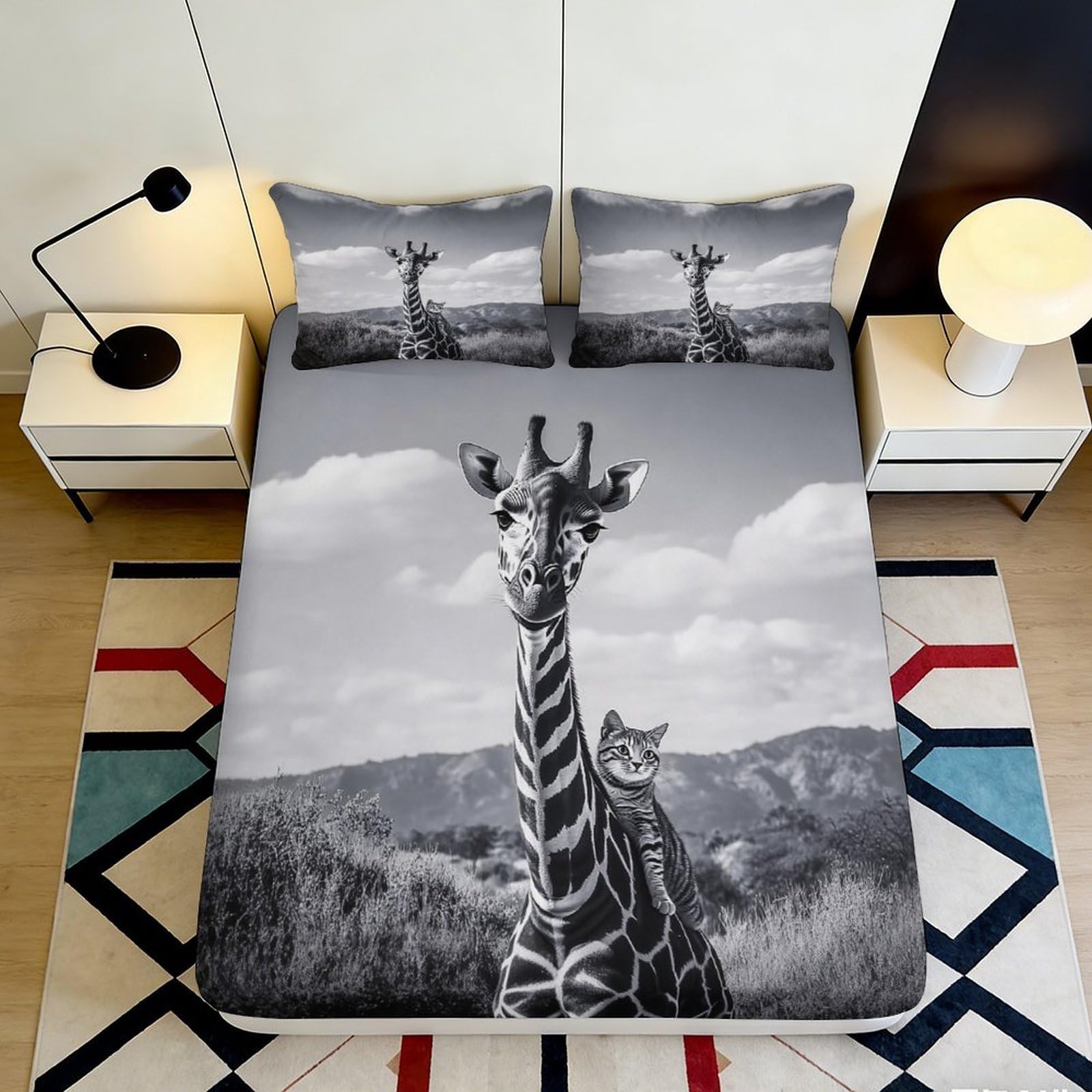 3D Printed Forest Morning Fitted Sheet Microfiber Non-Slip Woodland Path Bed Cover for Bedroom Guest Room Easy Care Decor 90x200x25cm