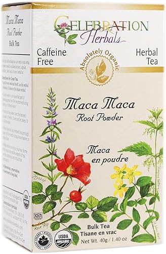 Celebración Herbals Maca Orgánica Maca Polvo de raíz Té de hierbas-40g