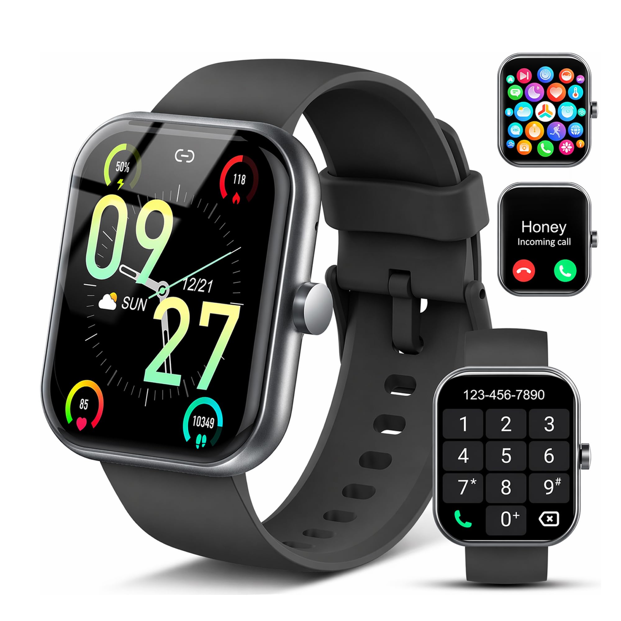 Smart Watch for Men Women (Answer/Make Call), 1.83" HD Touchscreen Fitness Tracker, 110+ Sport Modes, Fitness Watch with Heart Rate/Sleep Monitor/Step, IP68 Waterproof Smartwatch for iPhone Android