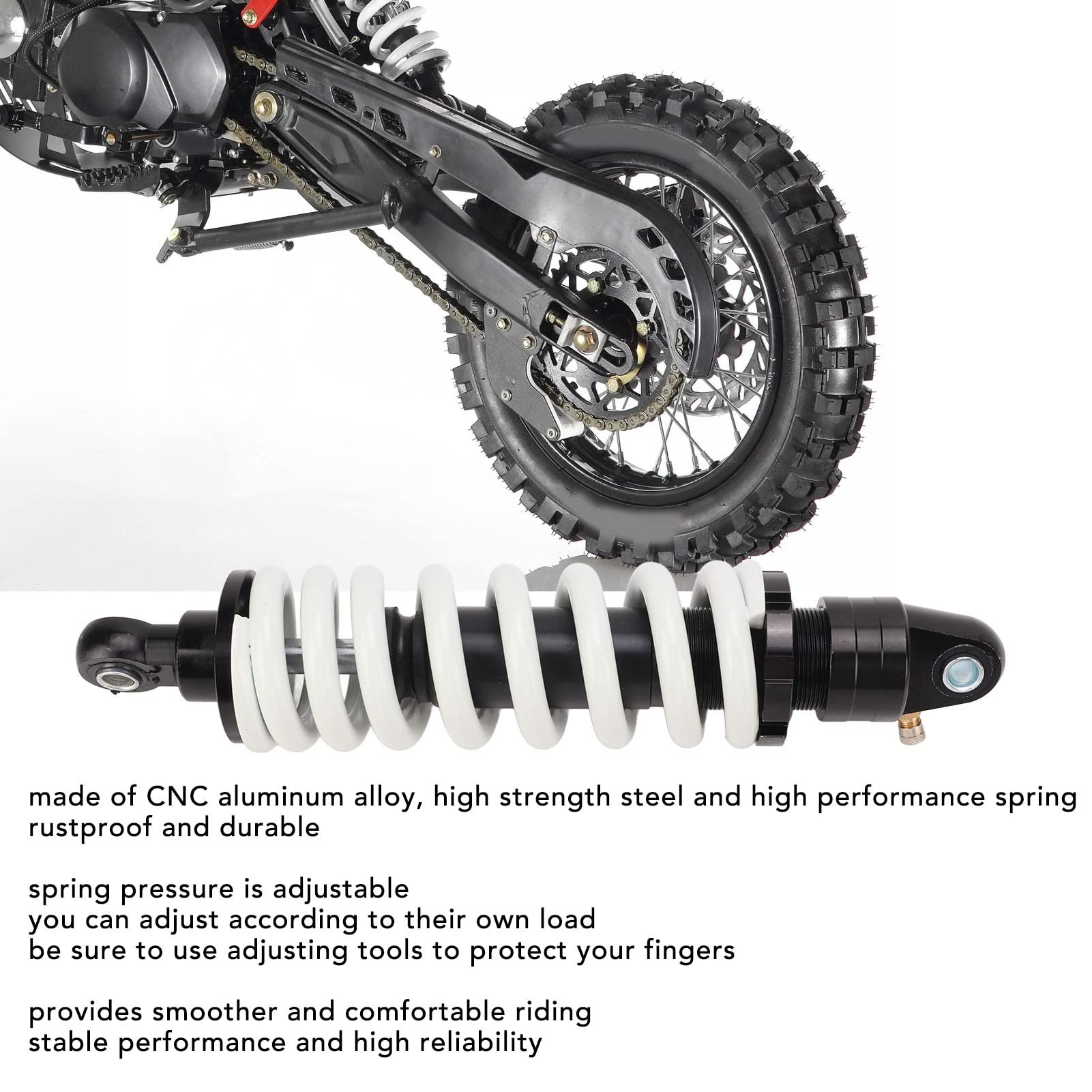 Ammortizzatore Posteriore Moto Regolabile 290mm | Sospensione Per Scooter, ATV, Pit Bike 70-150cc | In Lega CNC E Acciaio