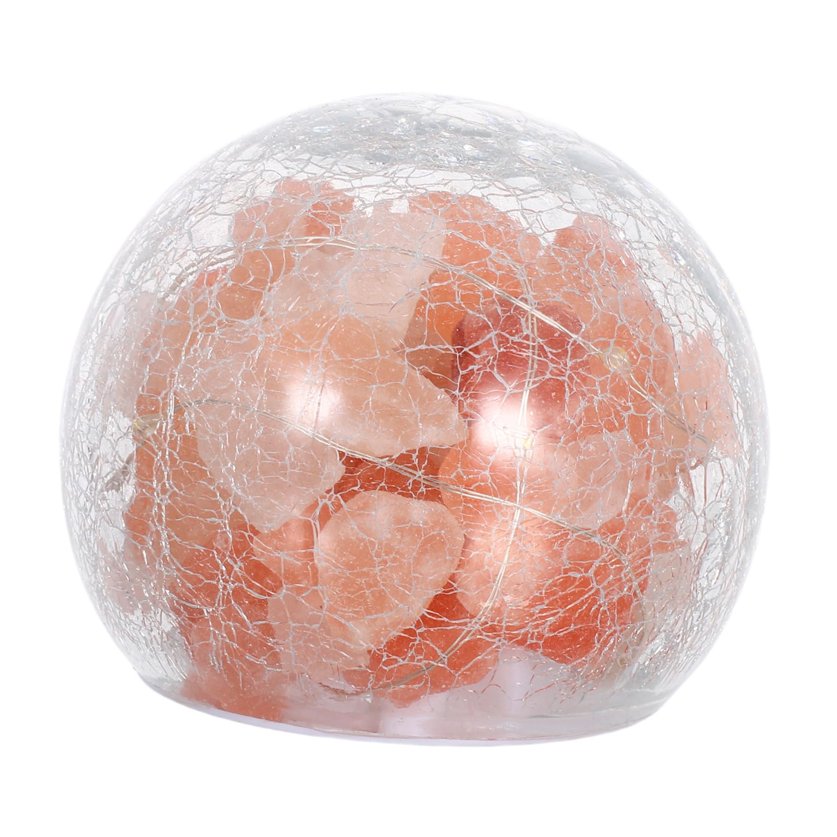 Lampe de Sel Cristal Himalaya Élégante Lumière Délicate à Piles, Forme Créative en Verre, pour Ambiance Salon ou Veilleuse de Nuit