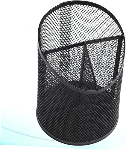 Miniatura 7 de STOBOK Soporte redondo de malla para lápices, organizador de escritorio de oficina, contenedor de lápices de malla, soporte para lápices de metal,