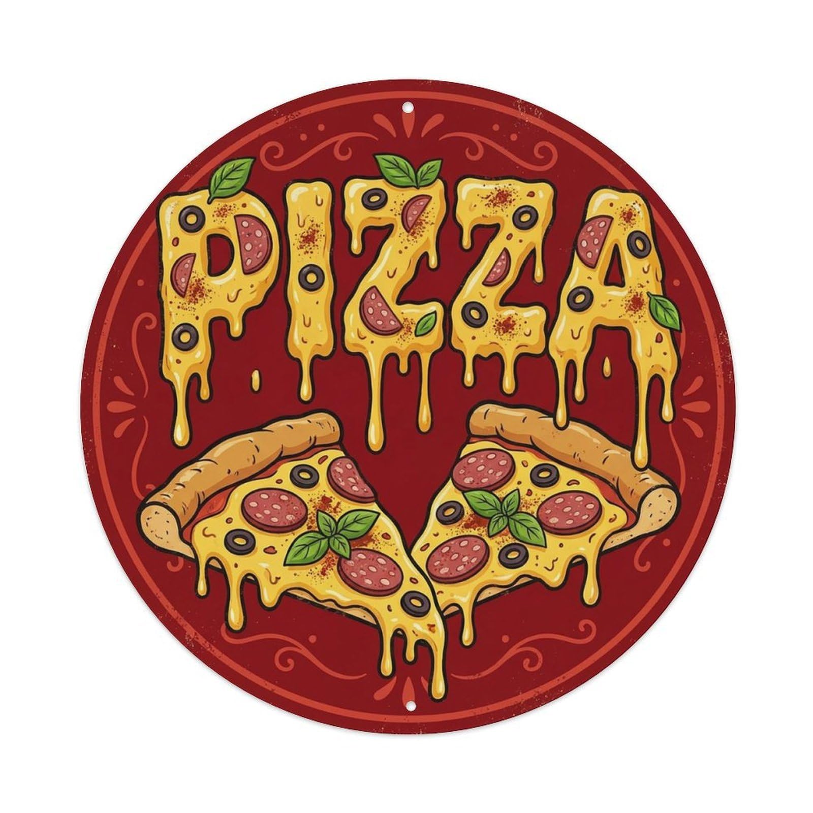 Cwbufd Vintage Style Vintage Pizza Slice Smoked Paprika Vintage Metal Tin Sign Plaque Wall Decor For Cafe, Club Bar, Office, Garden Metal Poster 8X8inch