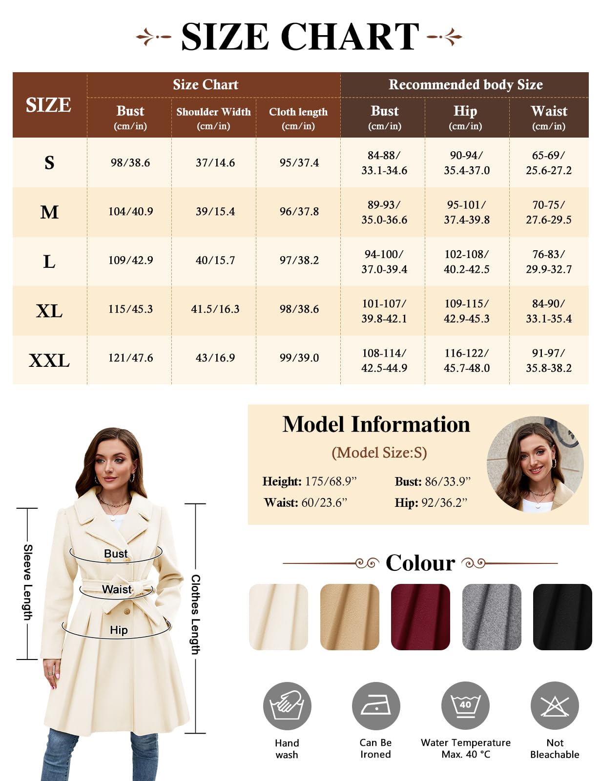 Cappotto Lana Donna Invernale Elegante Caldo Giacca Lungo Cappotti Autunno Moda Giubbotto da Collo Casual Trench Coat con Cintura