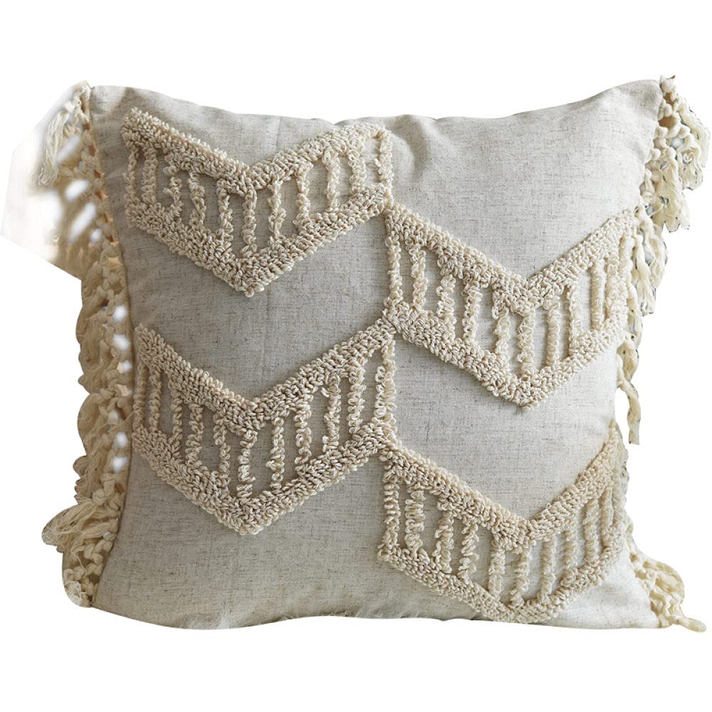 Poszewki na poduszki w stylu boho, vintage, beżowe, wydrążone strzały, geometryczne żakardowe frędzle, bawełniane, dekoracyjne, marokańskie, 45 x 45 cm, dekoracyjne poszewki na poduszki na sofę, do sypialni, salonu, 45 x