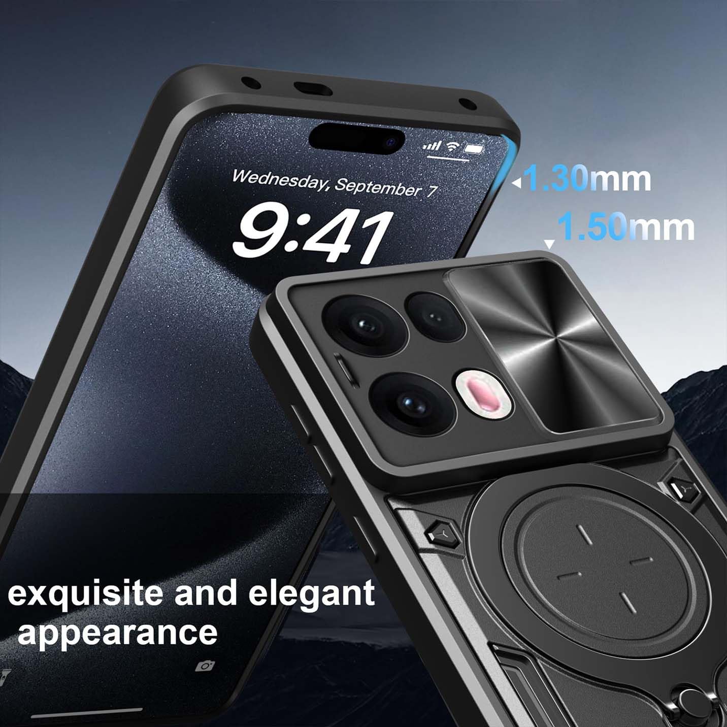 Custodia Oppo Reno13 5G Pelle Nera: Flip Cover Magnetica con Supporto