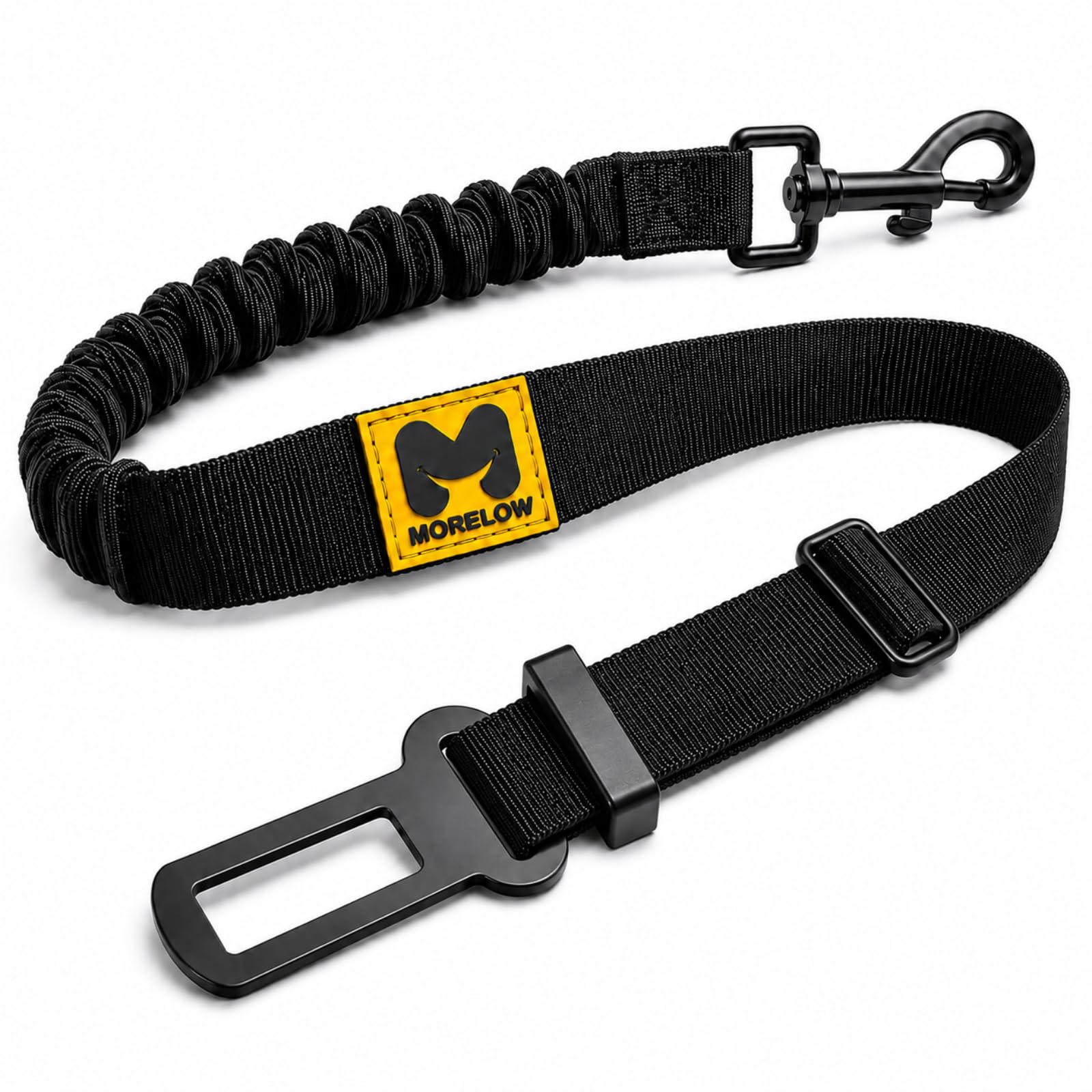 MORELOW Cintura Auto Per Cani - Cintura di Sicurezza per Cani Elastica Anti Shock che Riduce gli Strappi - Regolabile con Gancio Rinforzato - Compatibile con Tutte le Auto