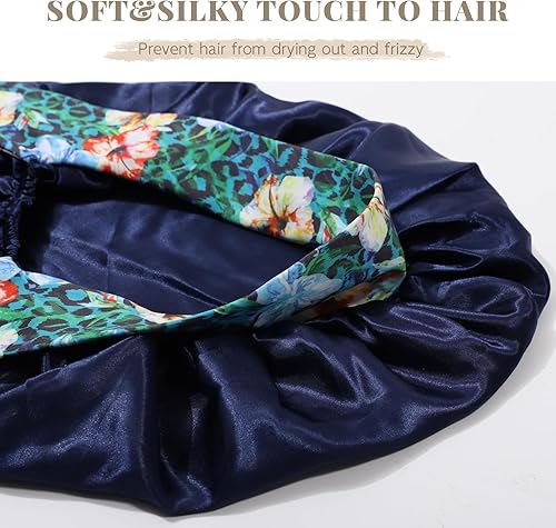 Miniatura 4 de MBJERRY Gorro largo de satén para trenzas, capó de seda para dormir, banda elástica para mujeres negras, cabello rizado