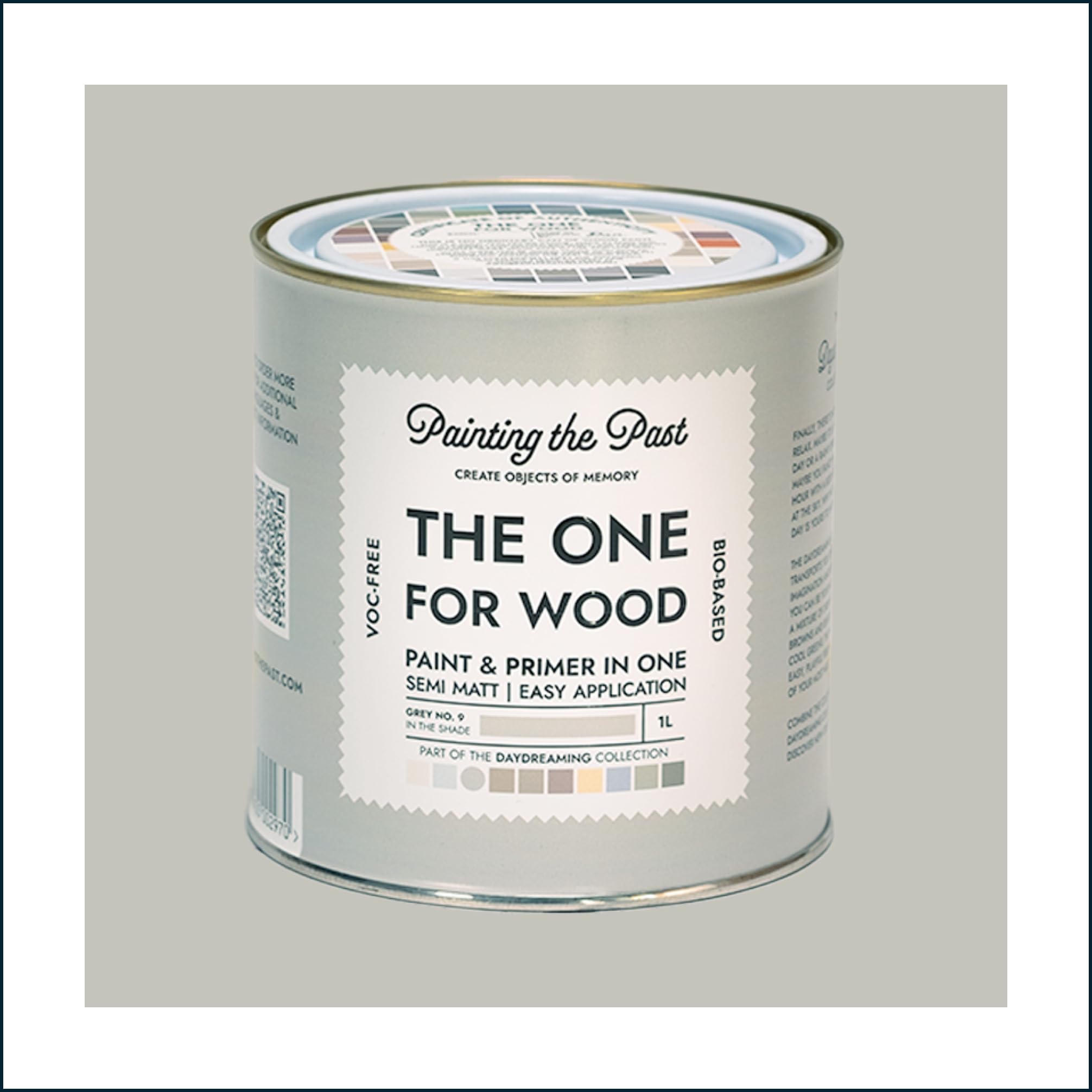 Painting The Past Grey No. 9 In The Shade The One For Wood Paint & Primer 1L | Semi Matt Finish, Bio-Based & Voc-Free Formula For Wooden Furniture & Surfaces | Durable & Easy Indoor Home Decorating