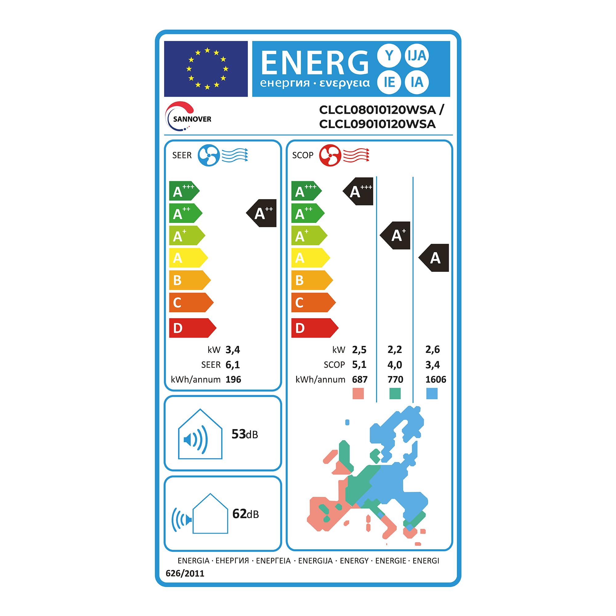 Osmozra Sannover Split Wand-Klimaanlage 3,4 kW 12000 BTU wendbar heiß kalt