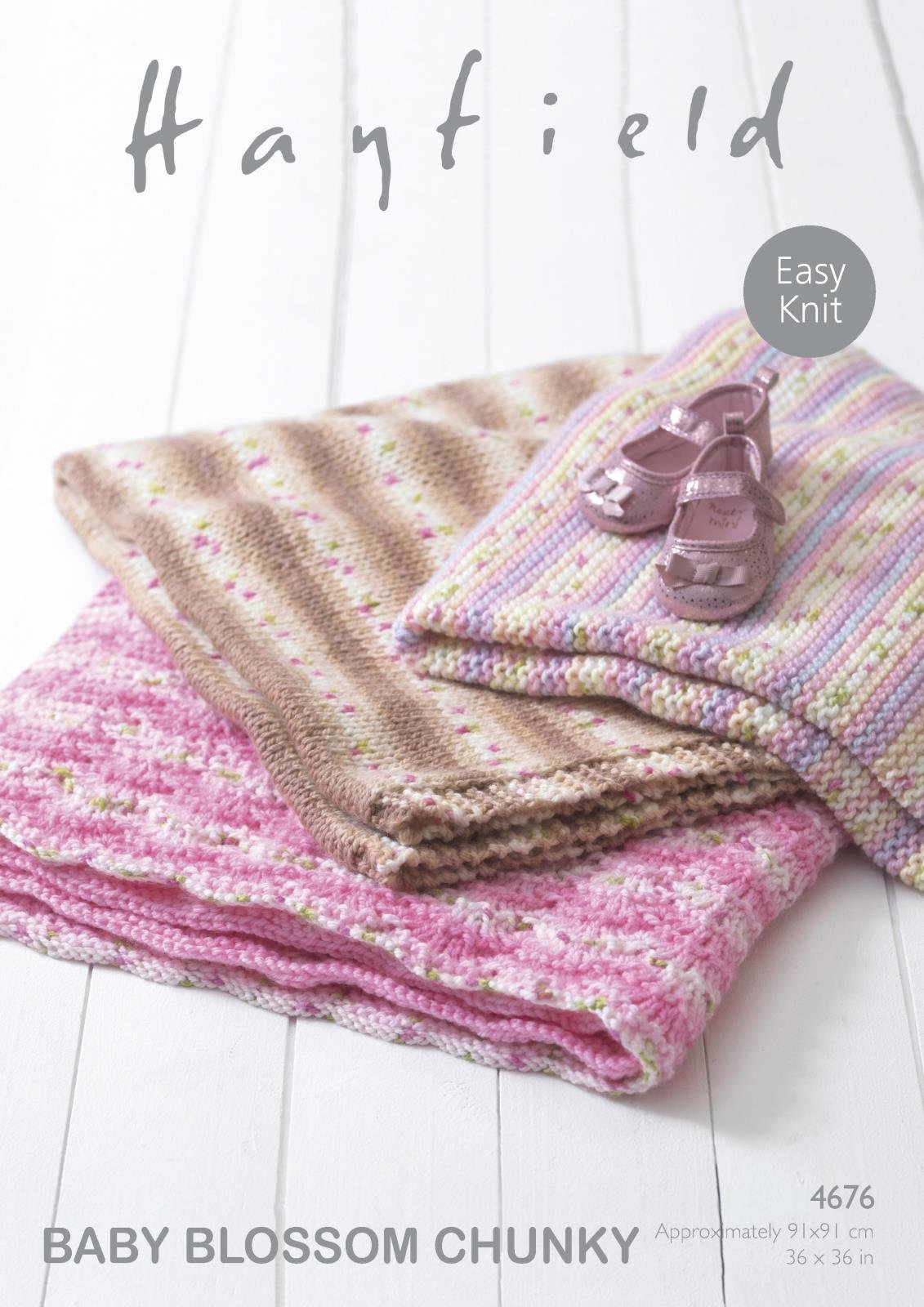 Sirdar Pink Hayfield 4676 Knitting Pattern Easy Knit Baby Blankets In Hayfield Baby Blossom Chunky