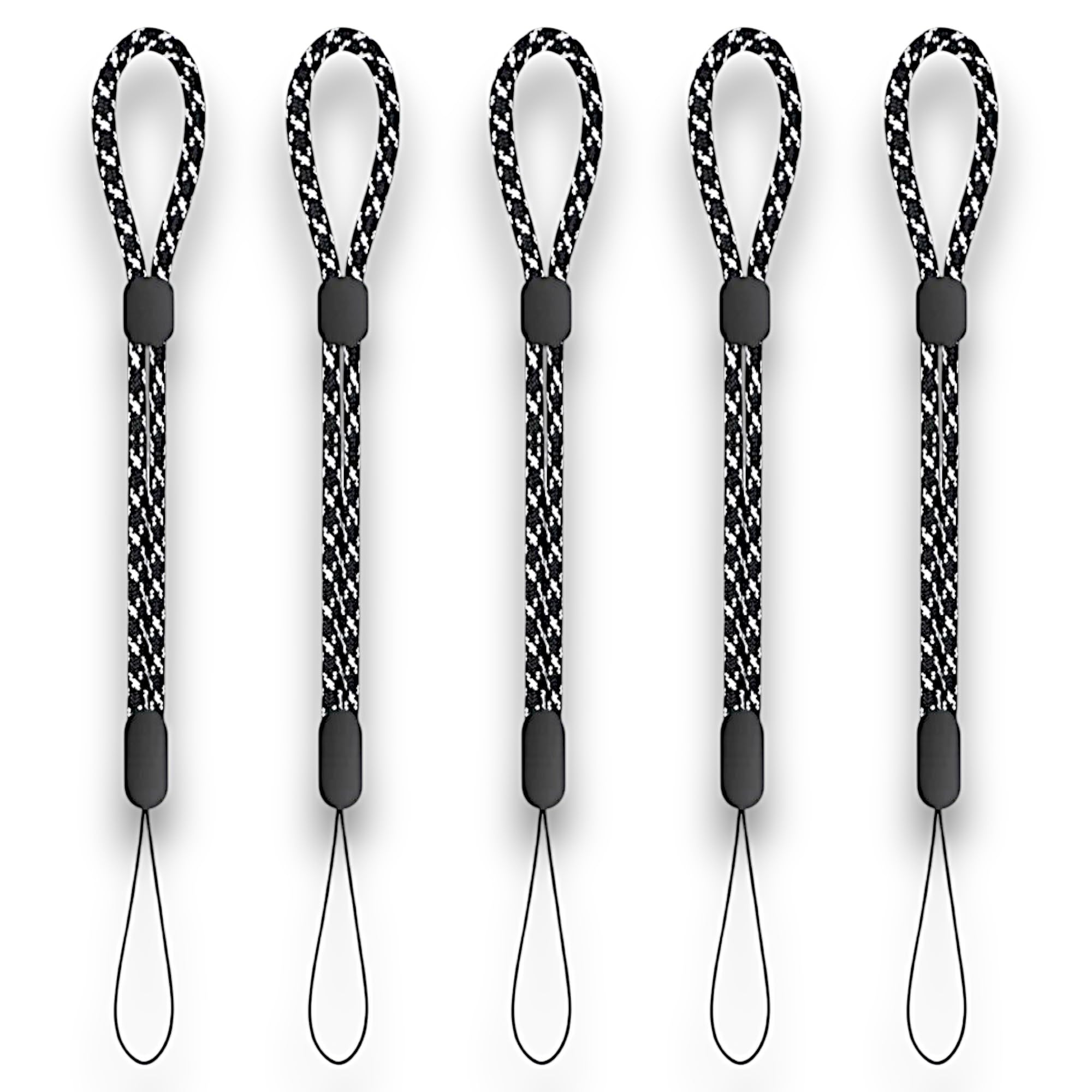 Ratask Black & White Pack Of 5 Adjustable Hand Wrist Strap Lanyard, For Gopro, Camera, Keys, Keychain, Phone, Usb Flash Drive, Wallet And Id Name Tag Badge (Black & White)