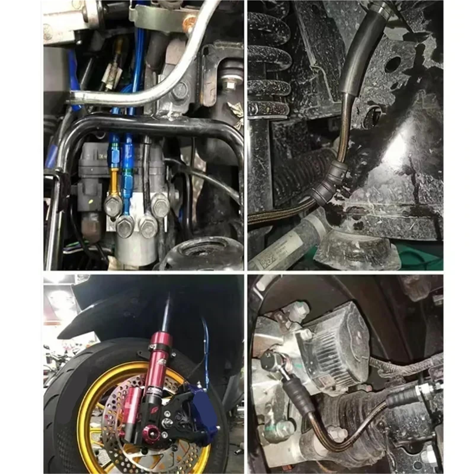zestaw przewodów hamulcowych 20M/65,62ft AN3 Motocyklowy wąż hamulcowy z nylonu w oplocie ze stali nierdzewnej Wąż hydrauliczny do płynów(Red 20M)