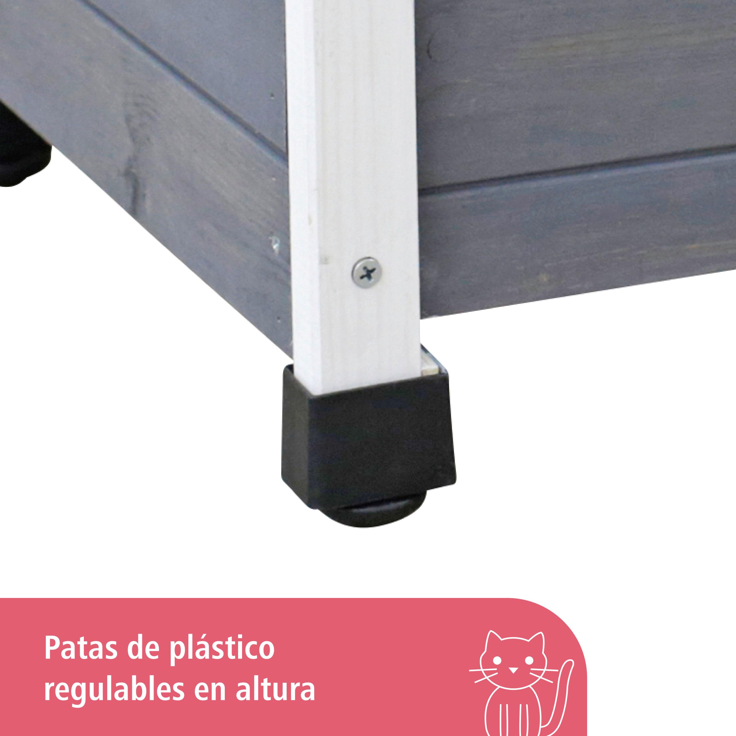 Kerbl Rustica Casa de madera para gatos 57x45x43 cm gris/blanco