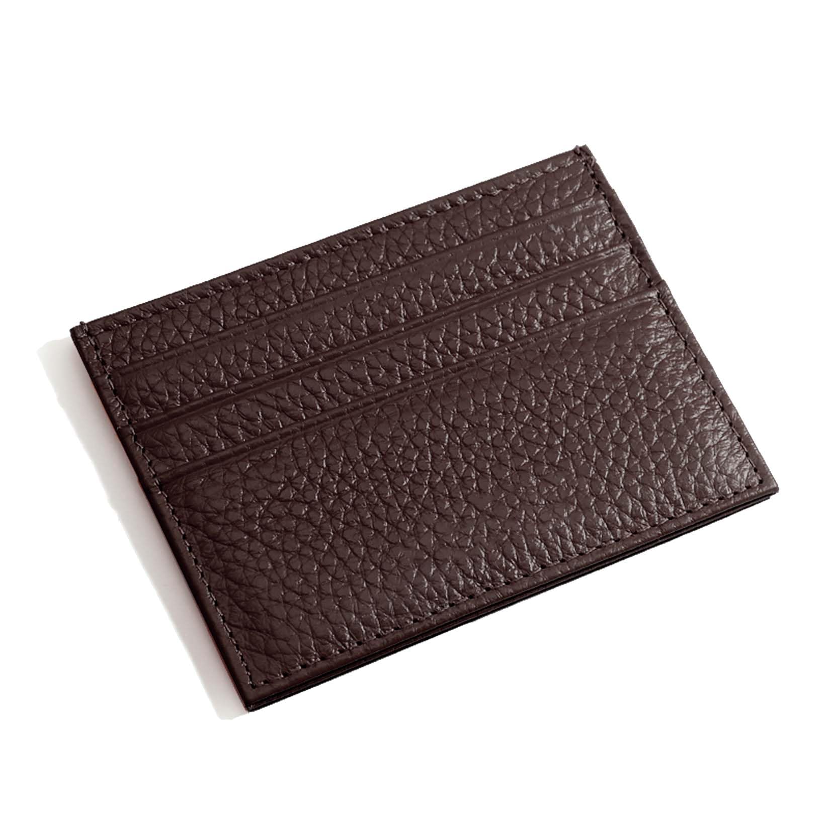 M-Plateau Credit Card Wallet, Super Slim Card Holder, Genuine Leather Wallet for Man and Women with 6 Card Slots and 1 Pocket (Coffee)