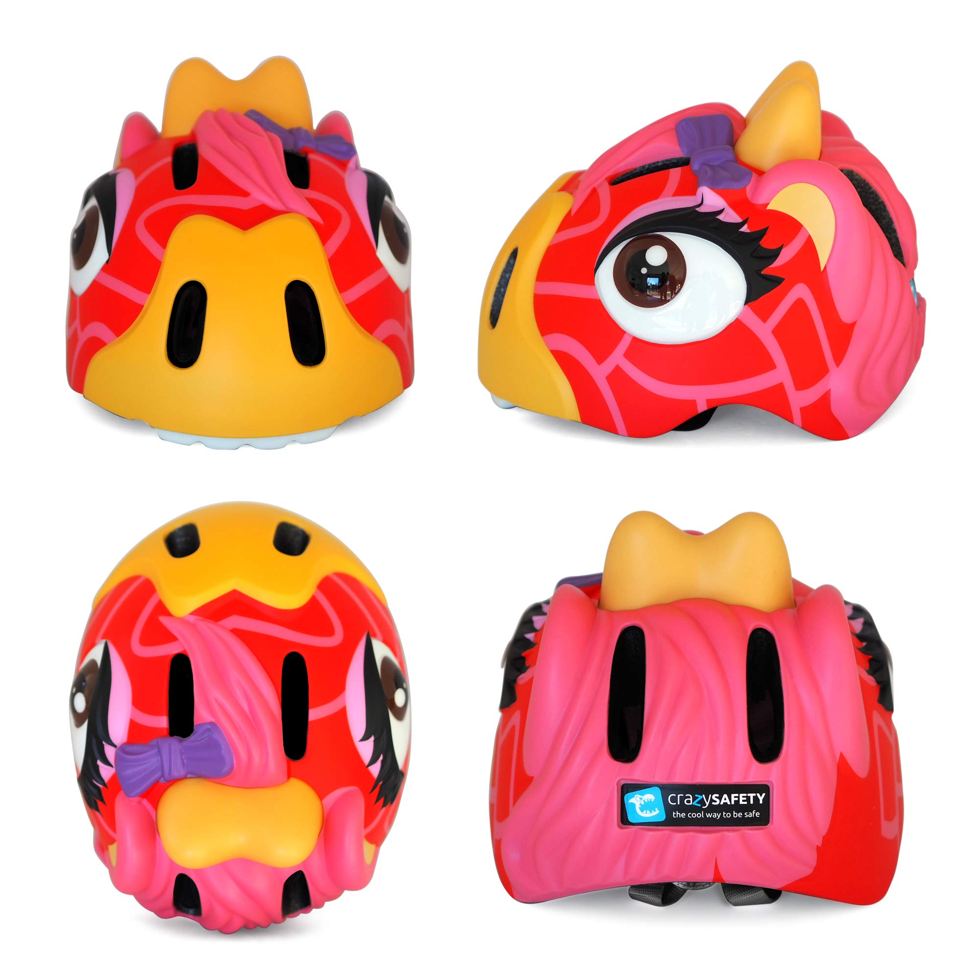 Crazy Safety Casque de vélo pour Enfants | Casque Enfants 2-7 Ans pour vélo, Skateboard, Cyclisme, vélo de Course, Trottinette, Rollers | Casque 3D Animalier 49-55 cm