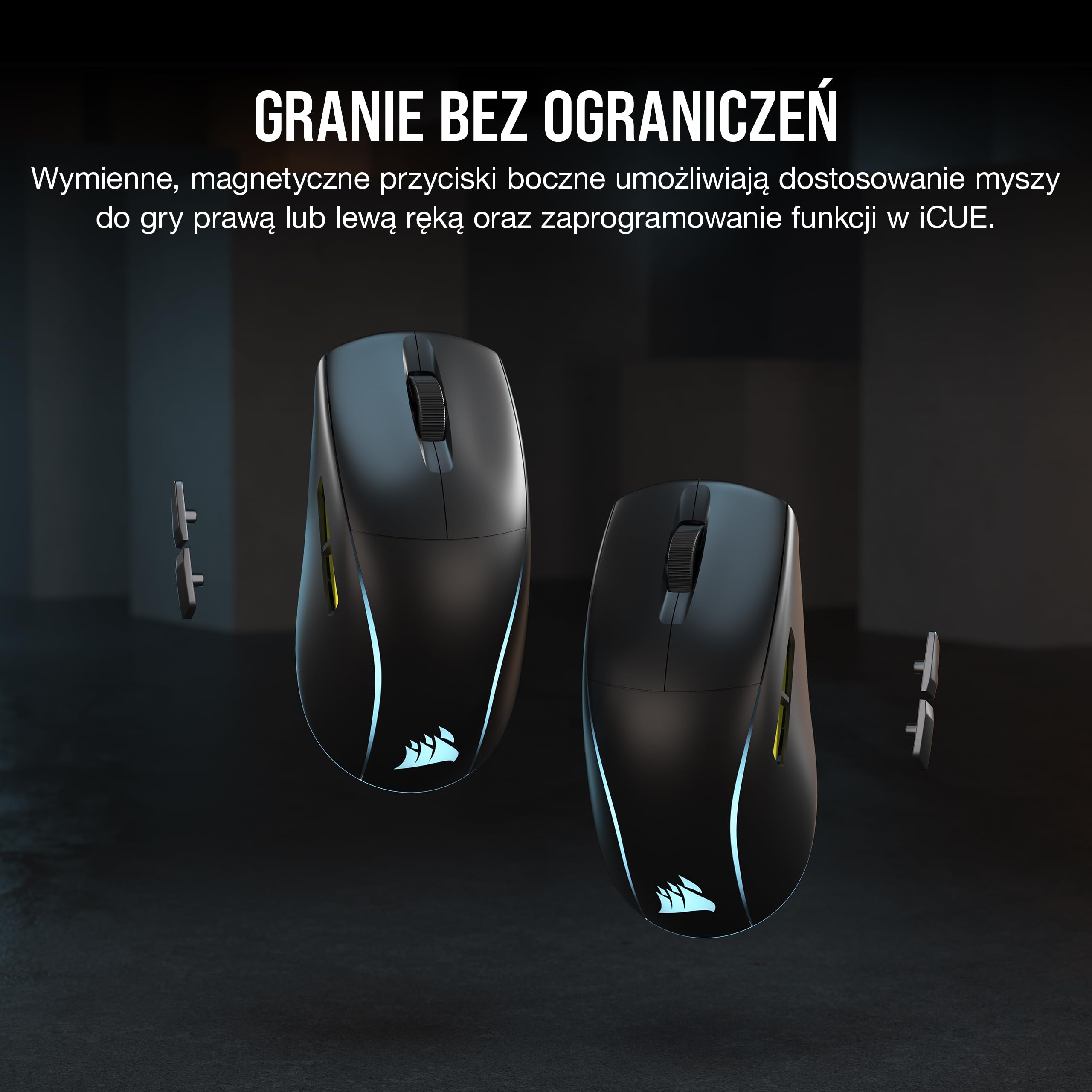 CORSAIR M75 WIRELESS RGB Lekka Mysz do Gier FPS – 26 000 DPI – Wymienne Przyciski Boczne – Kompatybilna z iCUE – PC – Czarny