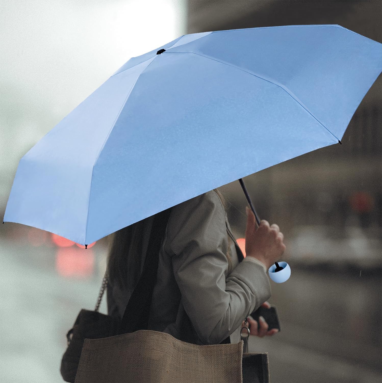 EYUVAA LABEL Portable Mini Foldable Pocket Compact Travel Umbrella - Small and Lightweight - Anti-UV With Case - Pill Umbrella for Women, Kids, Men (Blue)