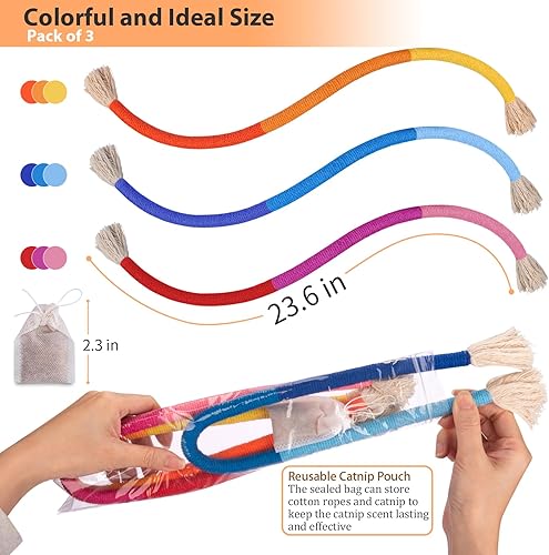 Miniatura 5 de Retro Shaw Juguetes para gatos con hierba gatera, cuerda segura, juguetes de limpieza de dientes para gatos de interior, juguetes interactivos para