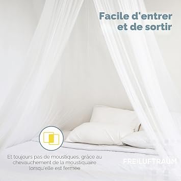 Moustiquaire mailles serrees - vue complete sur le lit