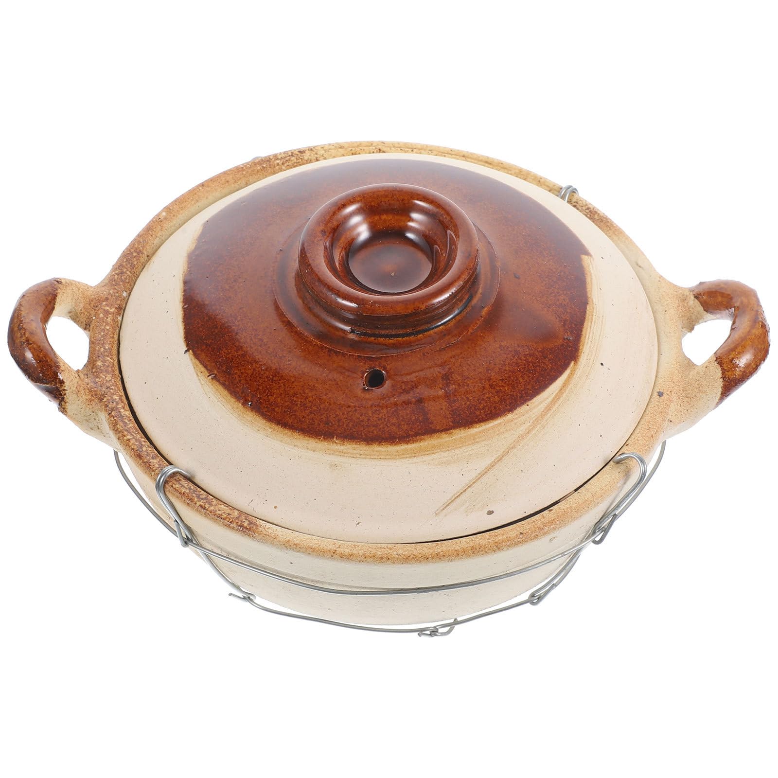 Cazuela de Barro de 0,5l con Asa Individual, Olla para Guisar Casera, Utensilio de Cocina Resistente con Superficie Antiadherente, Adecuado para Arroz y Estofados Varios estilos
