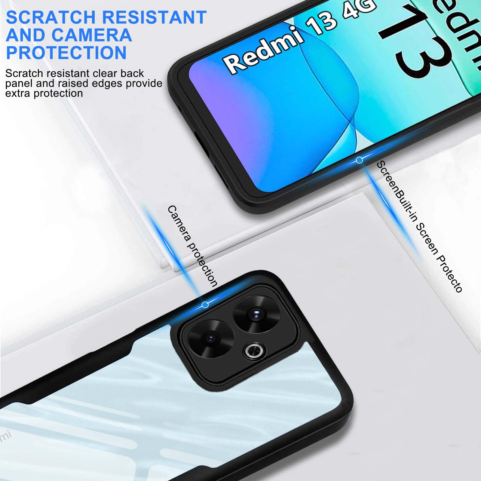 Custodia Cresee Per Xiaomi Redmi 13 4G (2024) - Cover Sottile In TPU Morbido Con Protezione Fotocamera E Strato Interno In Tessuto, Colore Lavanda - 4