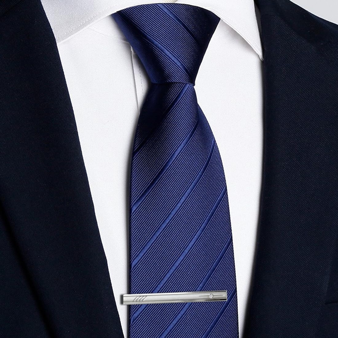 JIYIN 4er Set Krawattenklammern Herren - Silberne Krawattennadeln Für Business & Anlässe