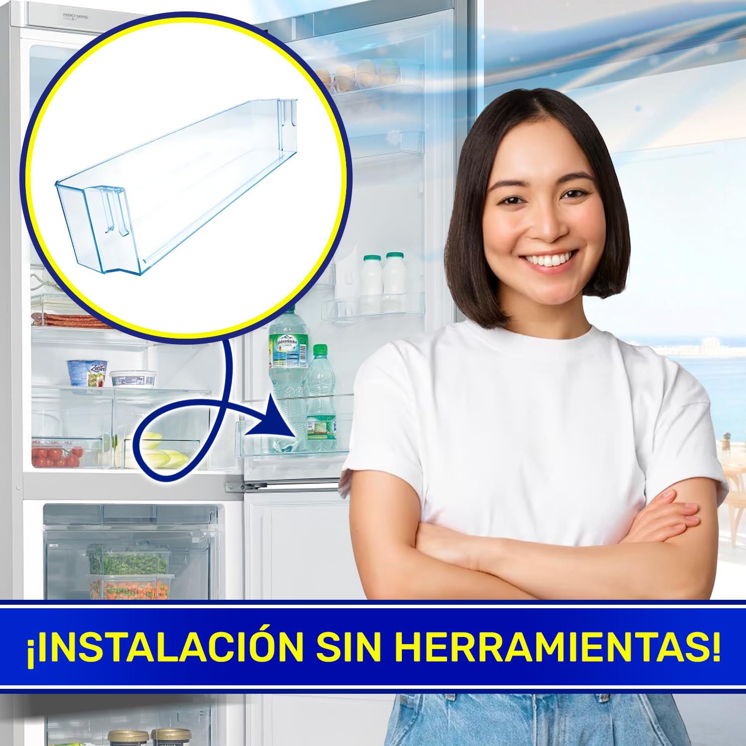 Estante Puerta Frigorifico 432x85 mm con Código Original 1022439 1033020 para Amica - Garantía de 10 Años - MONTERAL