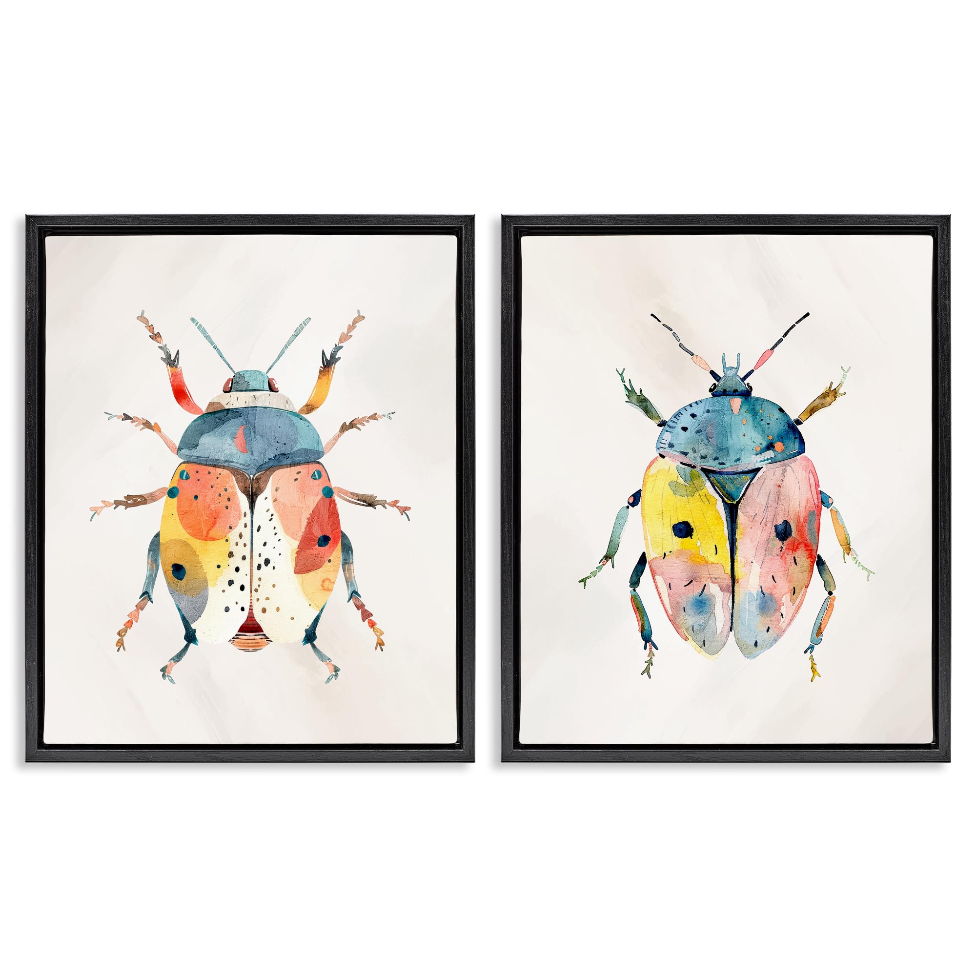 'Colorful Boho Beetles'| 2pc Floating Frame Art Set 2