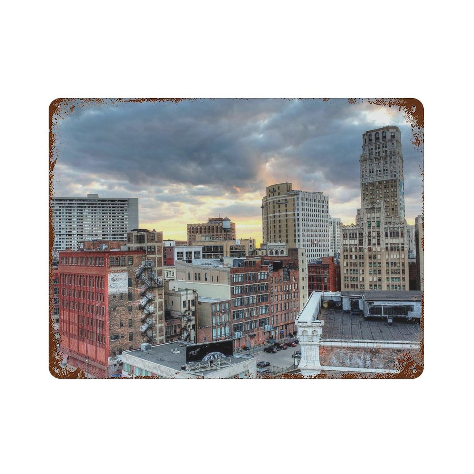 xiaoxiaoshen Real Photo Detroit Decor Michigan Wall Decor Art Metal Tin Poster Modern Home Decor Art Home Bar Shop Decorations Vintage Sign 30x40cm