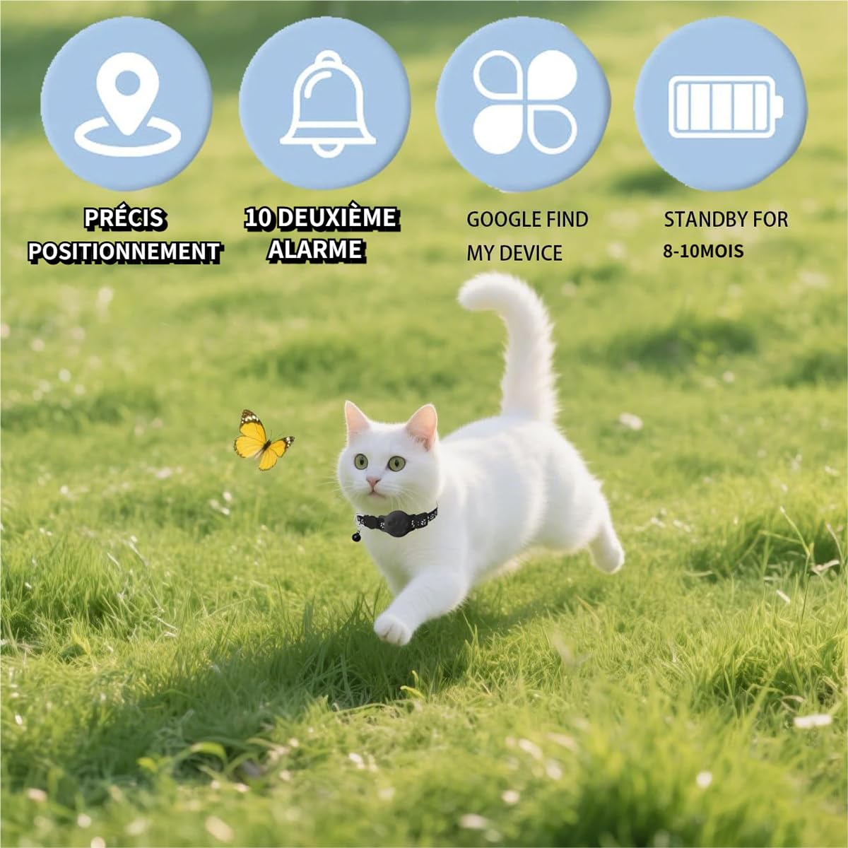 2026 Nouveau Collier GPS Chat, Traceur GPS Chat Tracker, sans Carte SIM, sans Abonnement Mensuel, Localisation Temps Réel, Imperméable et Durable (Noir)