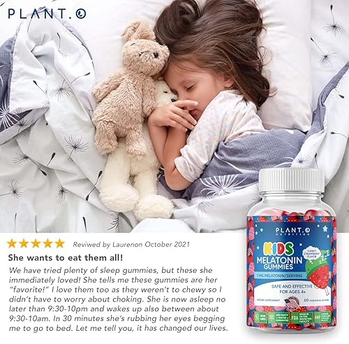 Miniatura 4 de Gomitas de melatonina para niños duerme más rápido con gomita con sabor a crema de fresa 100% libre de medicamentos para apoyo natural al sueño,