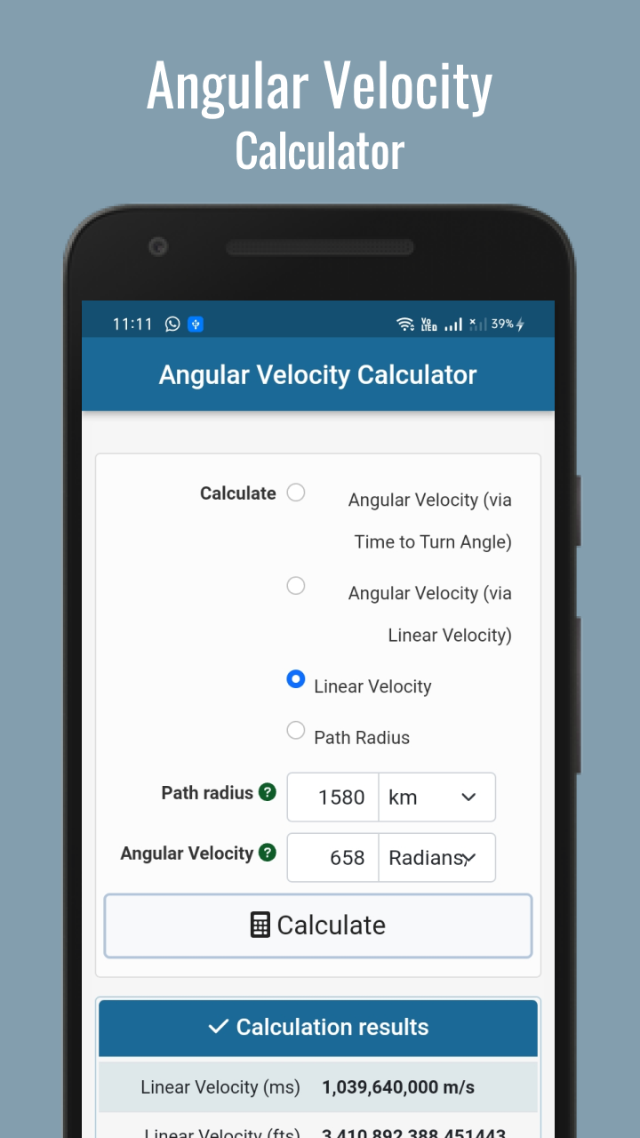 Angular Velocity Calculator - App on Amazon Appstore